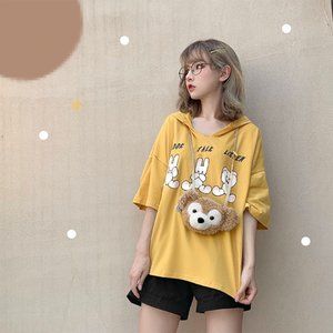 Lady Girl Cute Yellow Bunny T-shirt Top Kawaii
